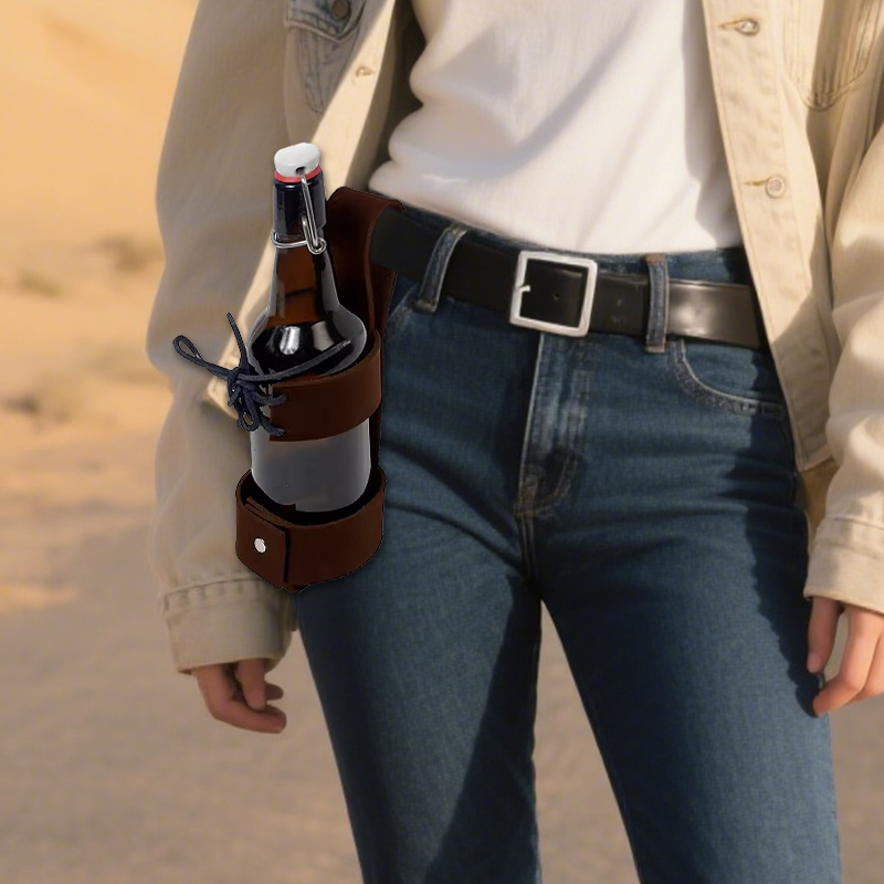 Beer Wine Kit - 中世バイキングウォーターボトルポーチPUレザービールボトルホルスターワインフラスコビールハンギングキットドリンクハンギングバッグLARPコスプレ