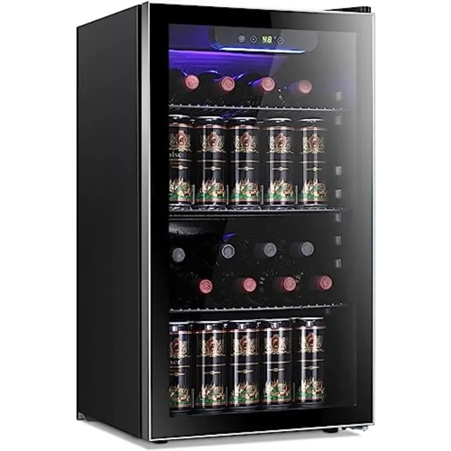 Wine Beer Mix - 26本収納 130缶収納 ワインクーラー/キャビネット 飲料冷蔵庫 ミニワインセラー ビール/ソーダ用