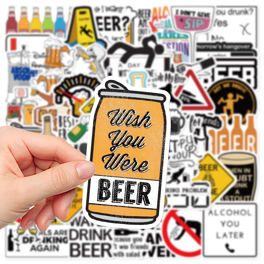 Wine Vodka Beer - ユーモラスなグラフィティステッカー,アルコール,ビール,ワイン,ドリンク,記念日,日記,オートバイ,自転車の装飾,10個,30個,52個