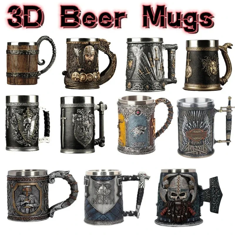 3Dビールマグカップ コーヒーカップ ゴシックゴブレット 鉄 - Wine Beer Coffee のレビューと価格