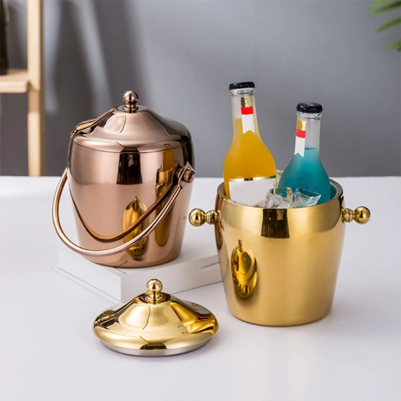 ステンレス鋼アイスキューブバケツ KTV 音楽バービールボト - Ice Bucket Silver のレビューと価格