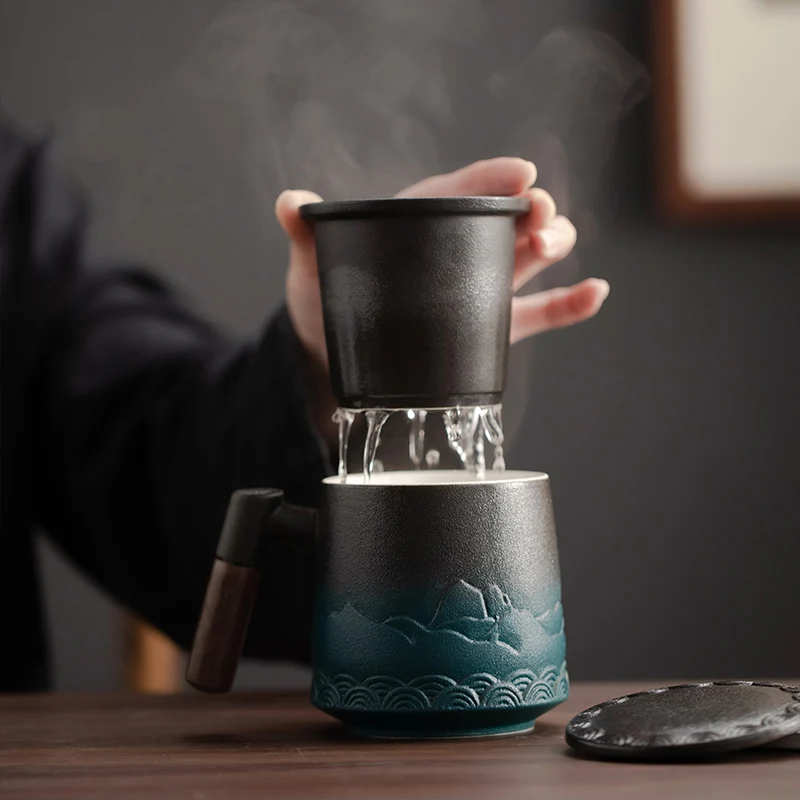 ふた付きセラミックティーカップ,大型コーヒーカップ,オフィス - Wine Or Beer のレビューと価格