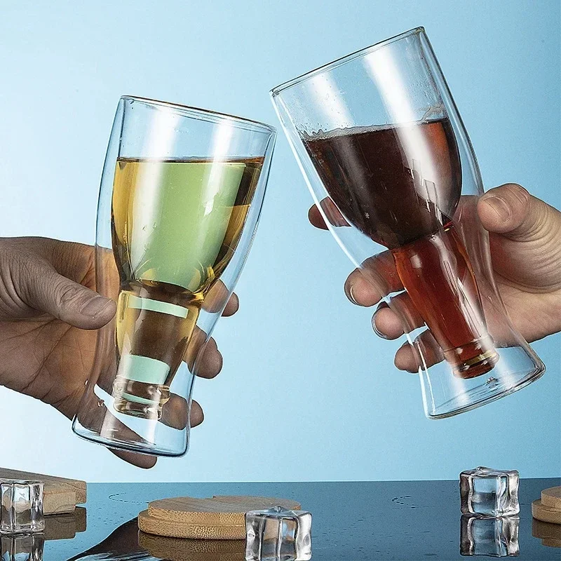 クリエイティブカクテルワイングラスマグ二重壁マグビールワイン - Wine Vodka Beer のレビューと価格