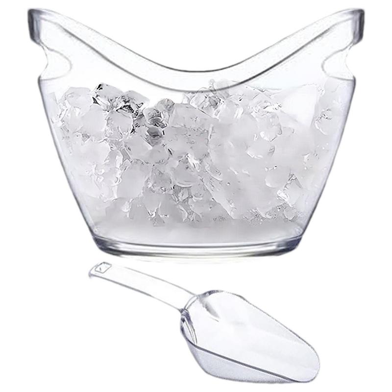 クリアアイスバケツ 飲料浴槽 スクープ2個付き ハンドル冷却 - Ice Bucket Silver のレビューと価格
