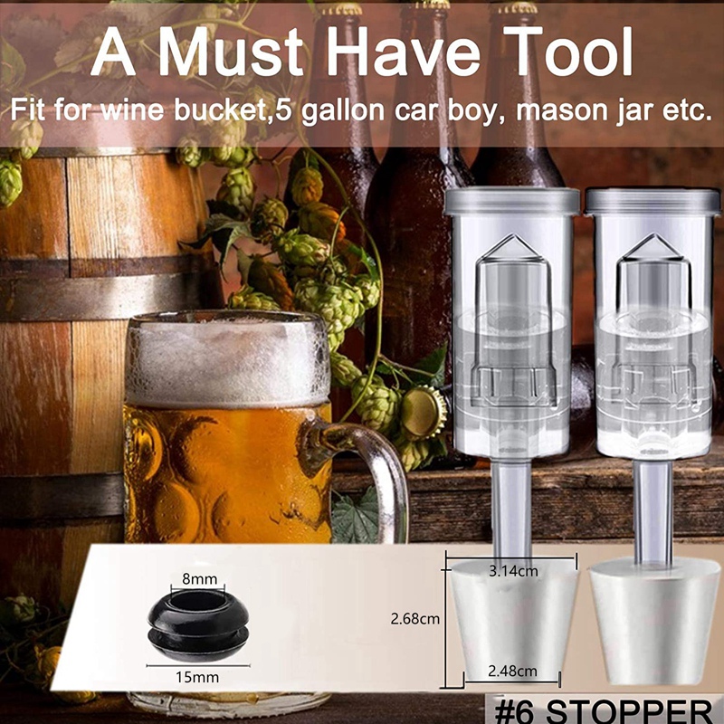 YLS-発酵蓋エアロックキット（6つのストッパー付き）、エア - Beer Wine Kit のレビューと価格
